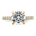 14k 3 1/2 carat Certified Lab Grown Diamond VS+ F+ Round Complete Solitaire with Flair Engagement Ring