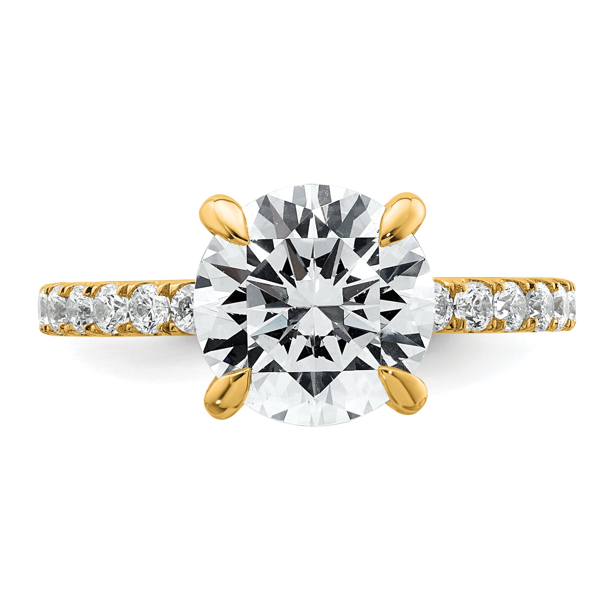 14k 3 1/2 carat Certified Lab Grown Diamond VS/SI+ G+ Round Complete Solitaire with Flair Engagement Ring