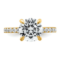 14k 3 1/2 carat Certified Lab Grown Diamond VS/SI+ G+ Round Complete Solitaire with Flair Engagement Ring