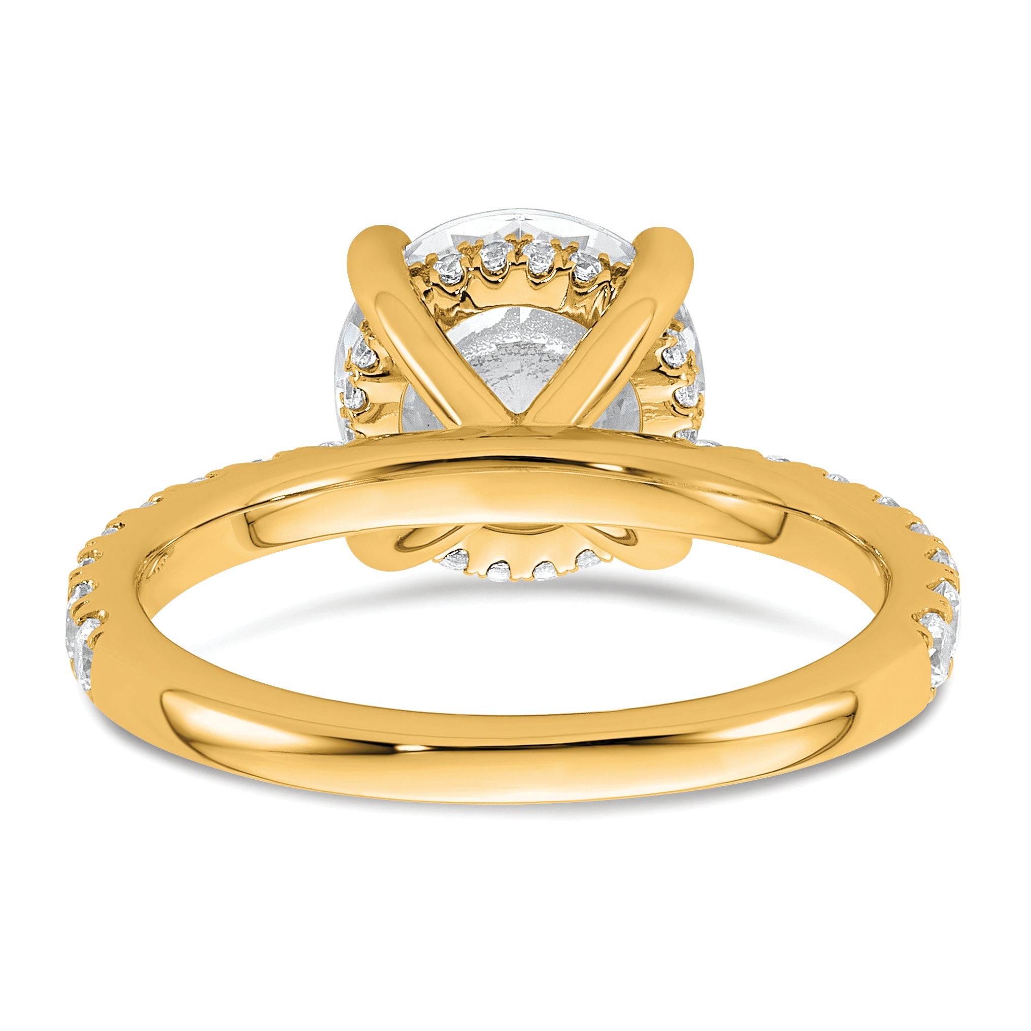 14k 3 1/2 carat Certified Lab Grown Diamond VS/SI+ G+ Round Complete Solitaire with Flair Engagement Ring