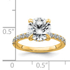 14k 3 1/2 carat Certified Lab Grown Diamond VS+ F+ Round Complete Solitaire with Flair Engagement Ring