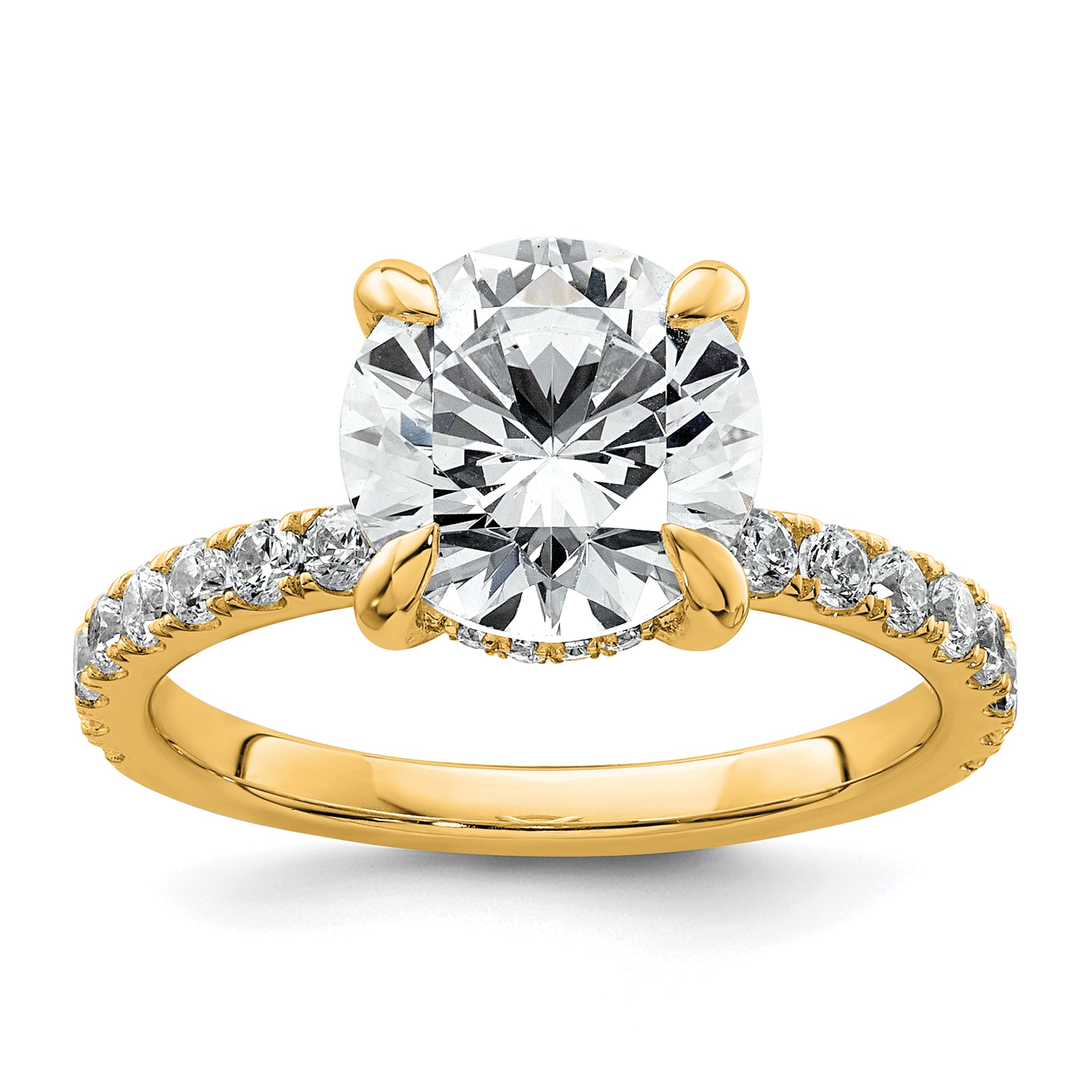14k 3 1/2 carat Certified Lab Grown Diamond VS+ F+ Round Complete Solitaire with Flair Engagement Ring Main image