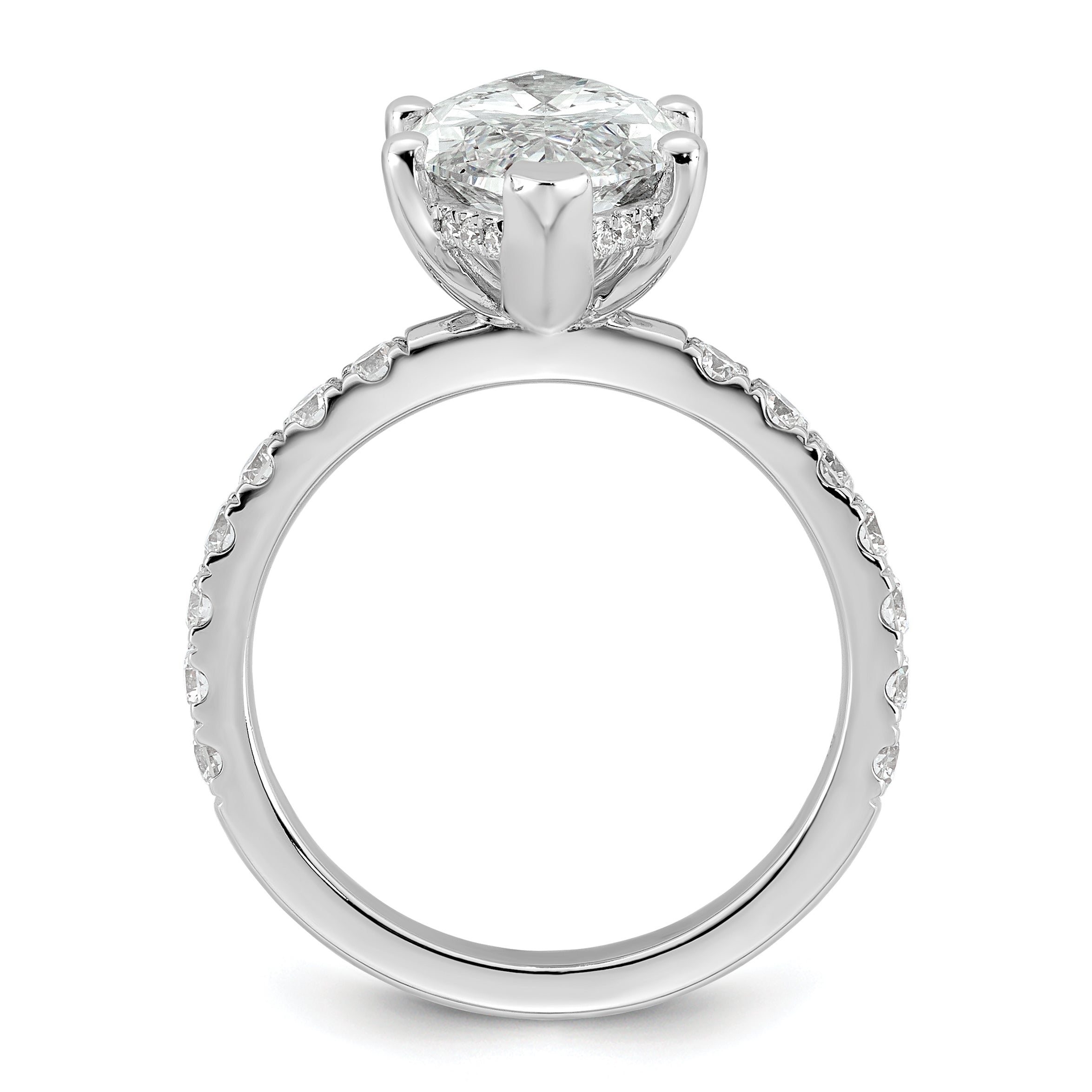 14k White Gold 4 5/8 carat Certified Lab Grown Diamond VS+ F+ Marquise Complete Solitaire with Flair Engagement Ring