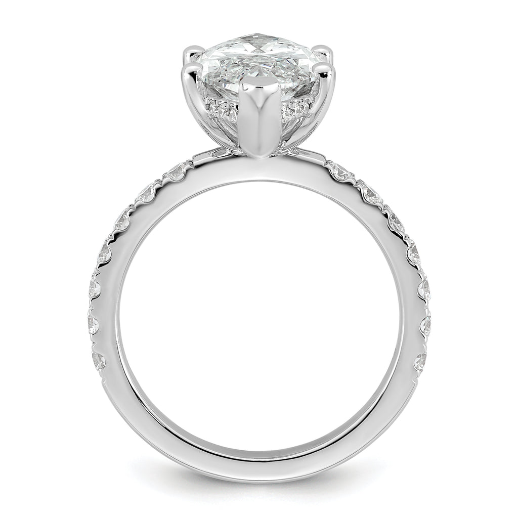 14k White Gold 4 5/8 carat Certified Lab Grown Diamond VS/SI+ G+ Marquise Complete Solitaire with Flair Engagement Ring