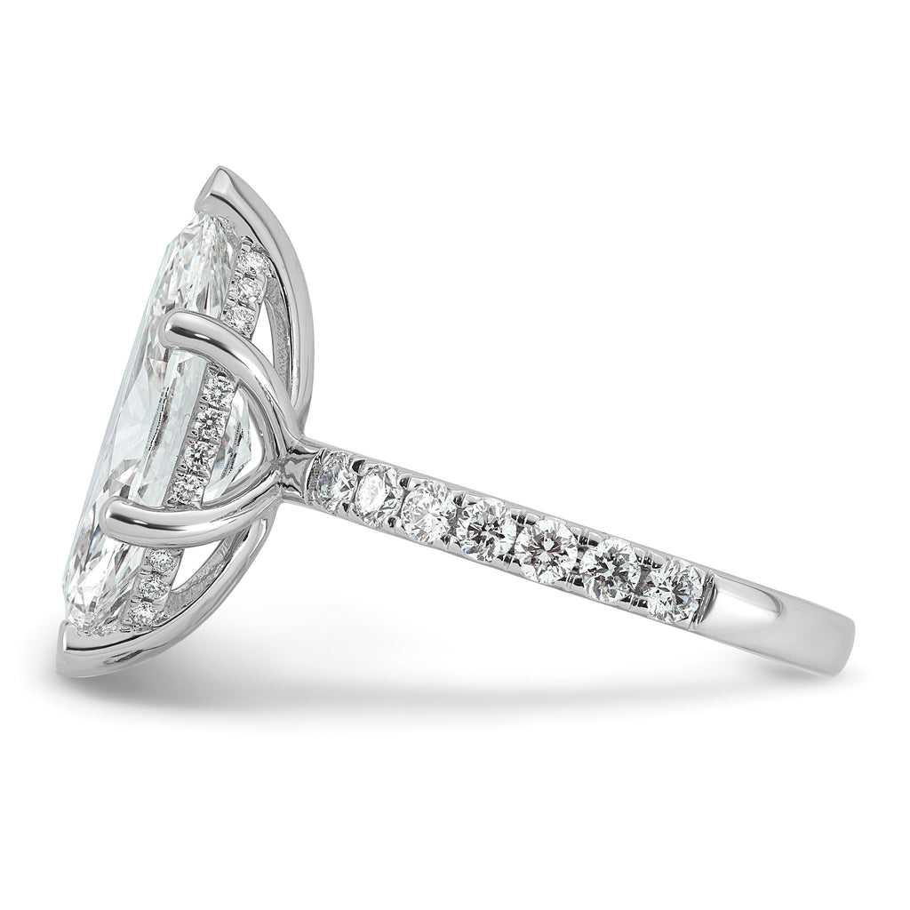 14k White Gold 4 5/8 carat Certified Lab Grown Diamond VS+ F+ Marquise Complete Solitaire with Flair Engagement Ring