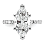 14k White Gold 4 5/8 carat Certified Lab Grown Diamond VS/SI+ G+ Marquise Complete Solitaire with Flair Engagement Ring