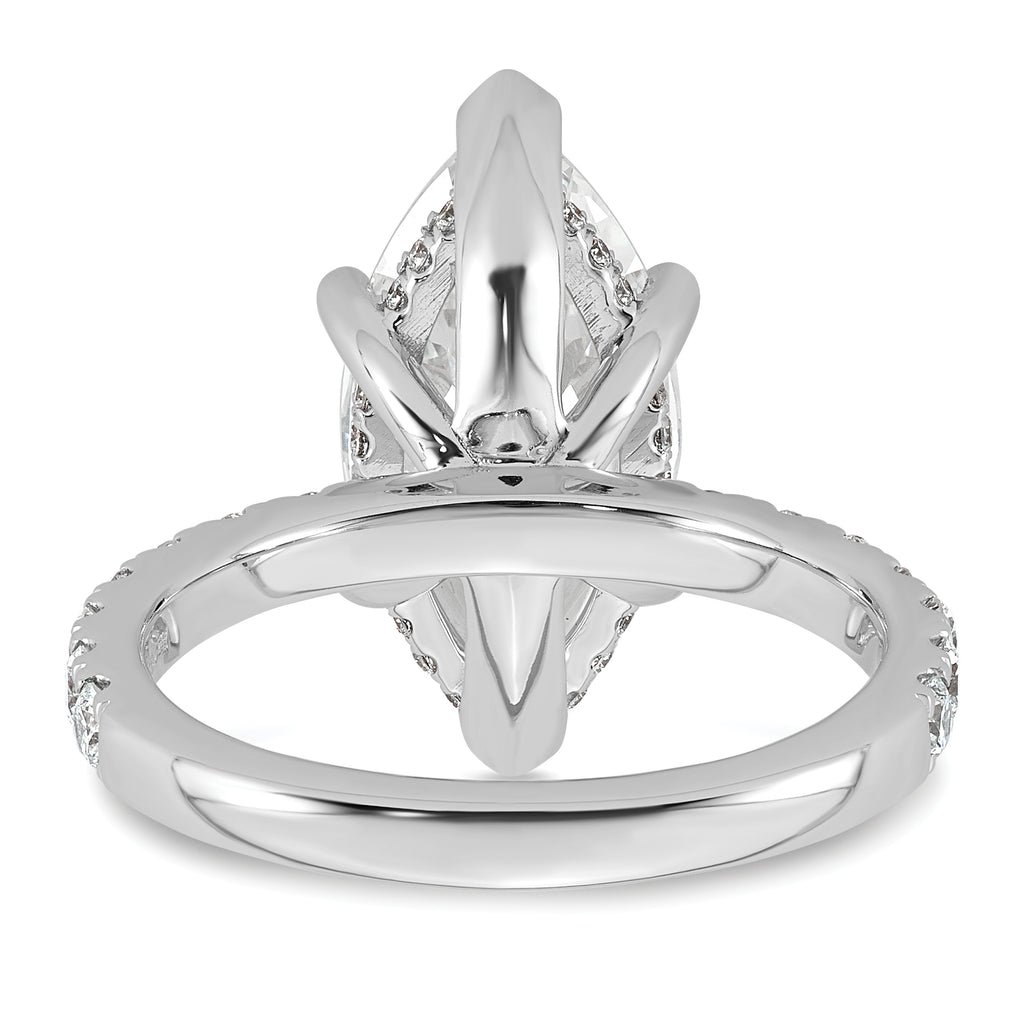 14k White Gold 4 5/8 carat Certified Lab Grown Diamond VS+ F+ Marquise Complete Solitaire with Flair Engagement Ring