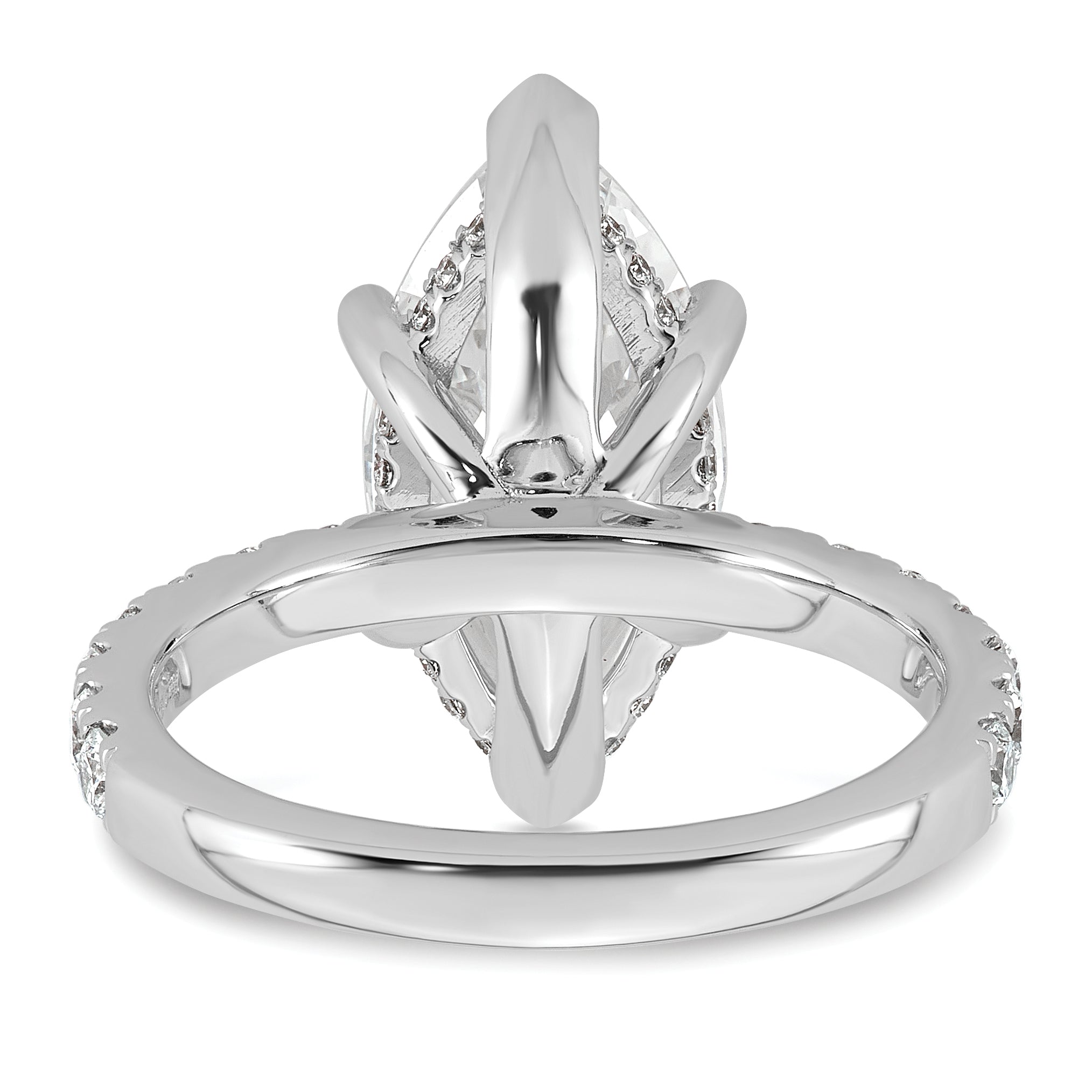 14k White Gold 4 5/8 carat Certified Lab Grown Diamond VS+ F+ Marquise Complete Solitaire with Flair Engagement Ring