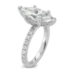 14k White Gold 4 5/8 carat Certified Lab Grown Diamond VS+ F+ Marquise Complete Solitaire with Flair Engagement Ring