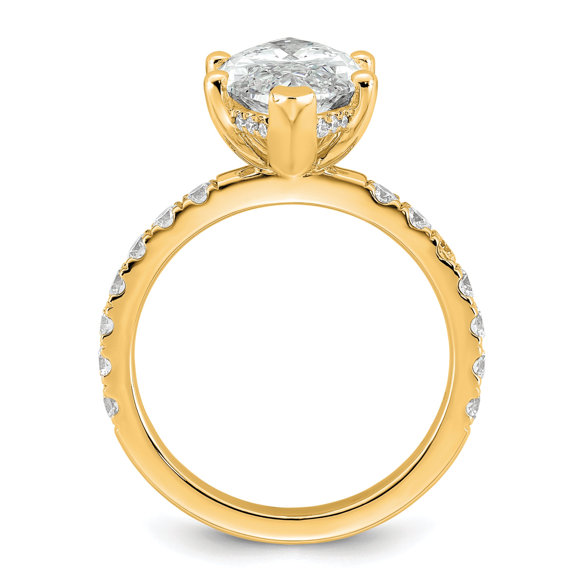14k 4 5/8 carat Certified Lab Grown Diamond VS+ F+ Marquise Complete Solitaire with Flair Engagement Ring