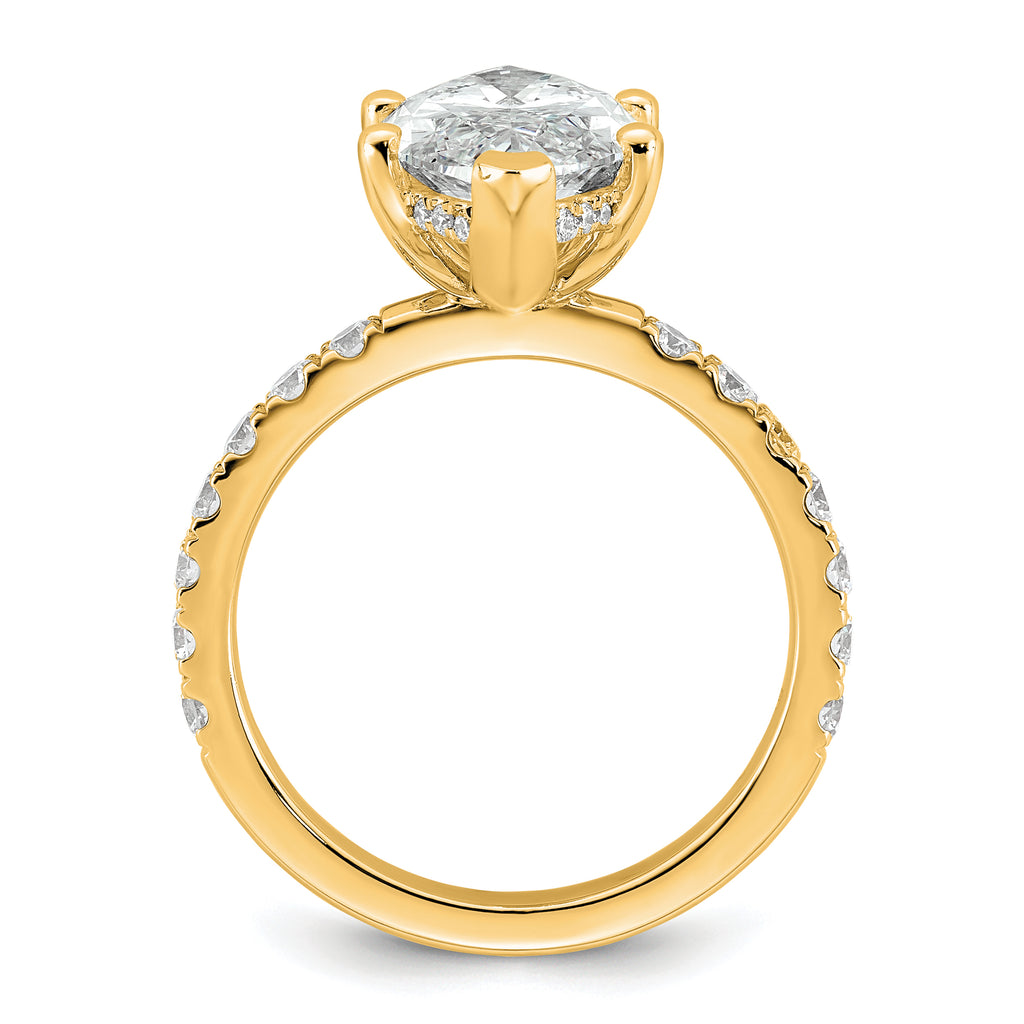 14k 4 5/8 carat Certified Lab Grown Diamond VS/SI+ G+ Marquise Complete Solitaire with Flair Engagement Ring