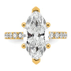 14k 4 5/8 carat Certified Lab Grown Diamond VS/SI+ G+ Marquise Complete Solitaire with Flair Engagement Ring