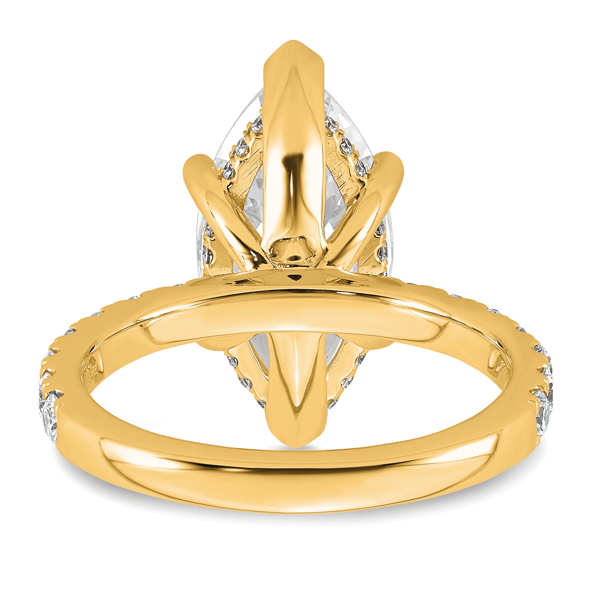 14k 4 5/8 carat Certified Lab Grown Diamond VS+ F+ Marquise Complete Solitaire with Flair Engagement Ring