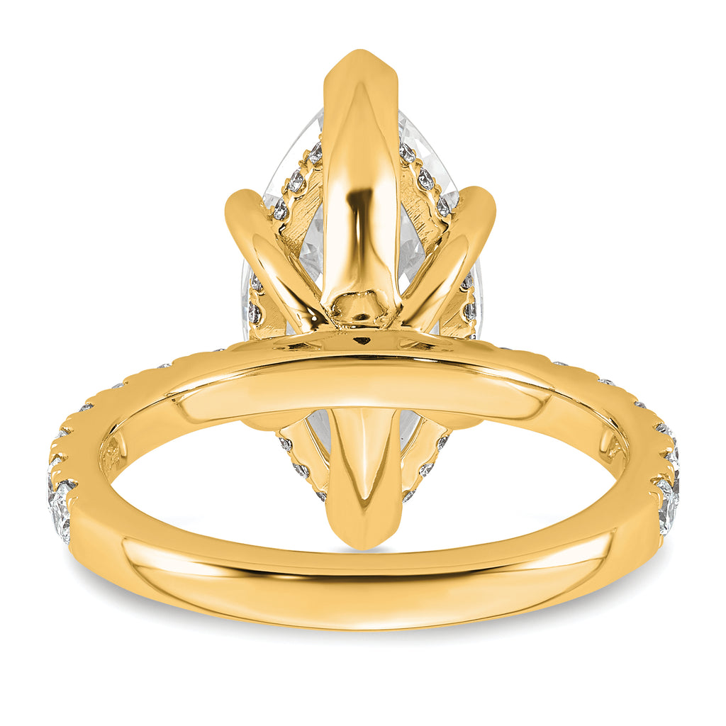 14k 4 5/8 carat Certified Lab Grown Diamond VS+ F+ Marquise Complete Solitaire with Flair Engagement Ring