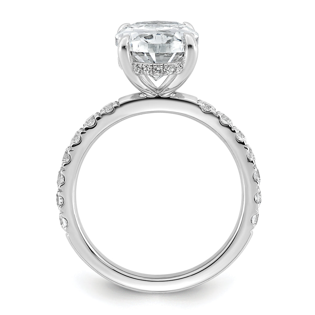 14k White Gold 4 5/8 carat Certified Lab Grown Diamond VS/SI+ G+ Oval Complete Solitaire with Flair Engagement Ring