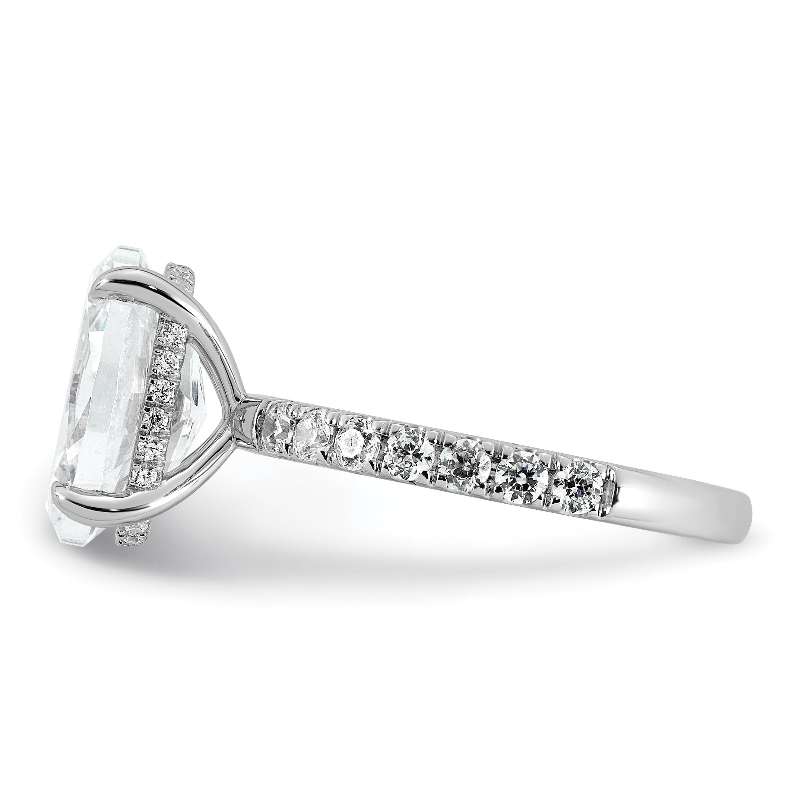 14k White Gold 4 5/8 carat Certified Lab Grown Diamond VS/SI+ G+ Oval Complete Solitaire with Flair Engagement Ring