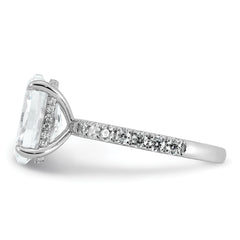14k White Gold 4 5/8 carat Certified Lab Grown Diamond VS+ F+ Oval Complete Solitaire with Flair Engagement Ring