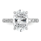 14k White Gold 4 5/8 carat Certified Lab Grown Diamond VS/SI+ G+ Oval Complete Solitaire with Flair Engagement Ring