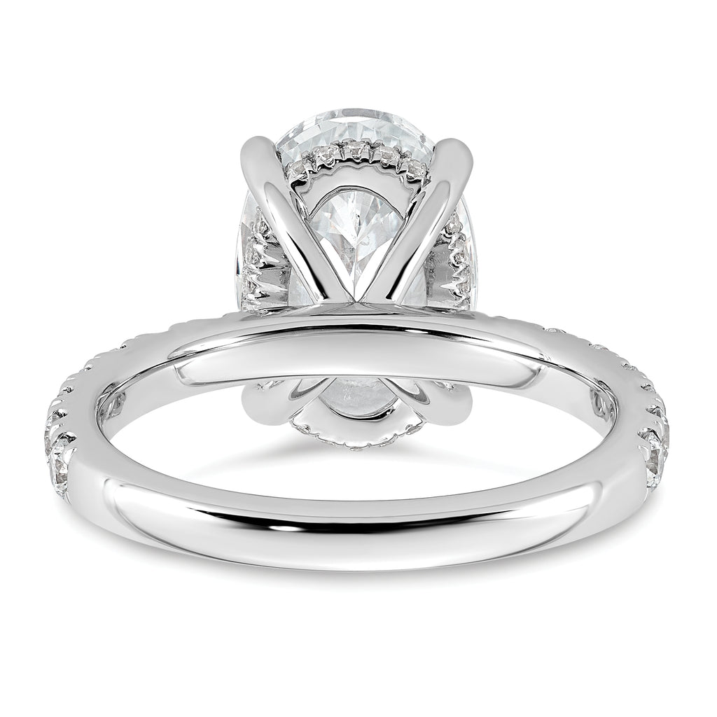 14k White Gold 4 5/8 carat Certified Lab Grown Diamond VS+ F+ Oval Complete Solitaire with Flair Engagement Ring