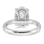 14k White Gold 4 5/8 carat Certified Lab Grown Diamond VS+ F+ Oval Complete Solitaire with Flair Engagement Ring