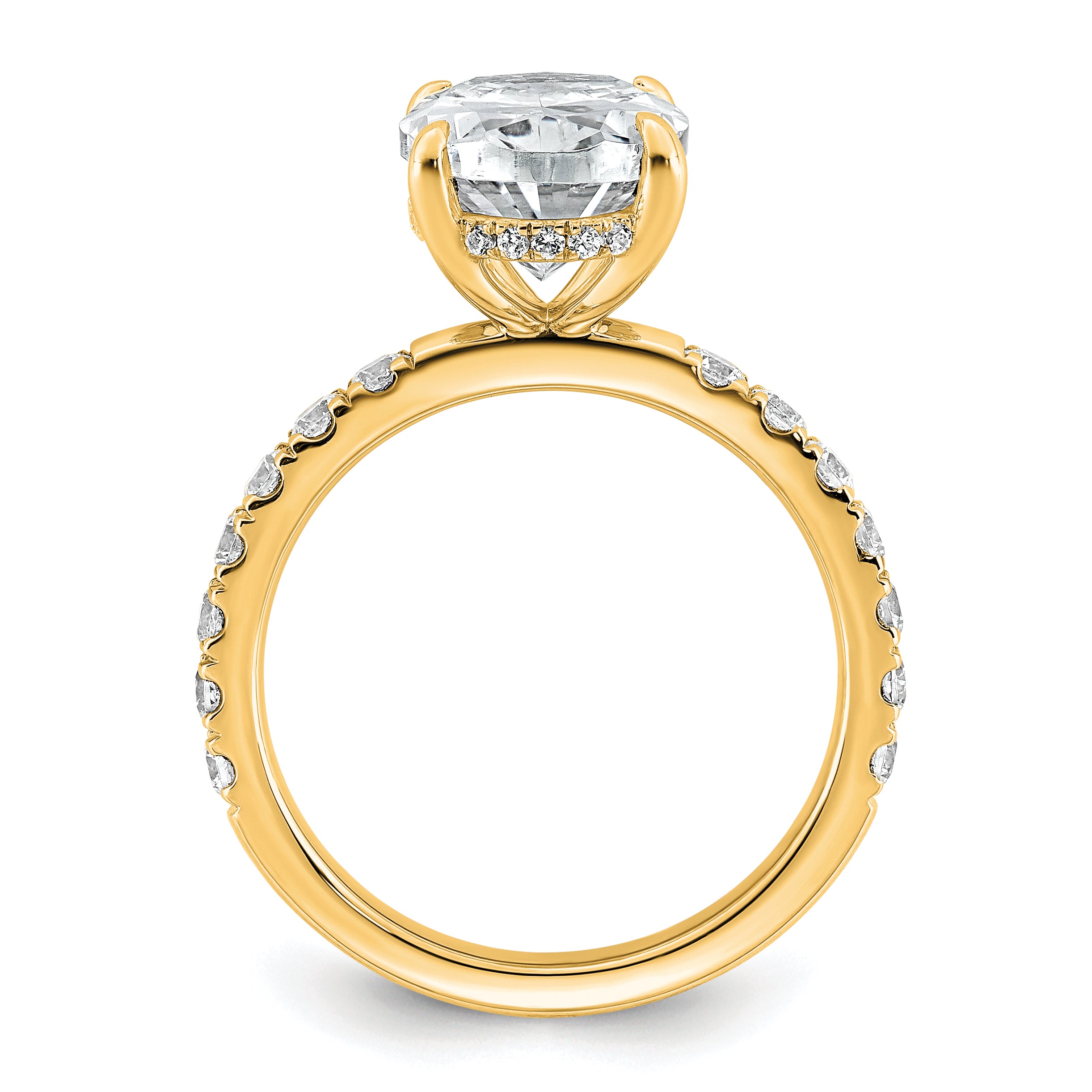 14k 4 5/8 carat Certified Lab Grown Diamond VS+ F+ Oval Complete Solitaire with Flair Engagement Ring Secondary image