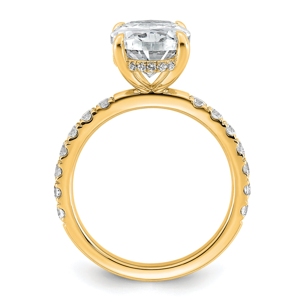 14k 4 5/8 carat Certified Lab Grown Diamond VS/SI+ G+ Oval Complete Solitaire with Flair Engagement Ring