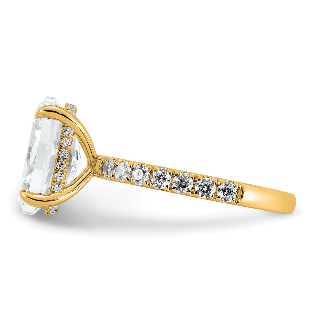 14k 4 5/8 carat Certified Lab Grown Diamond VS+ F+ Oval Complete Solitaire with Flair Engagement Ring
