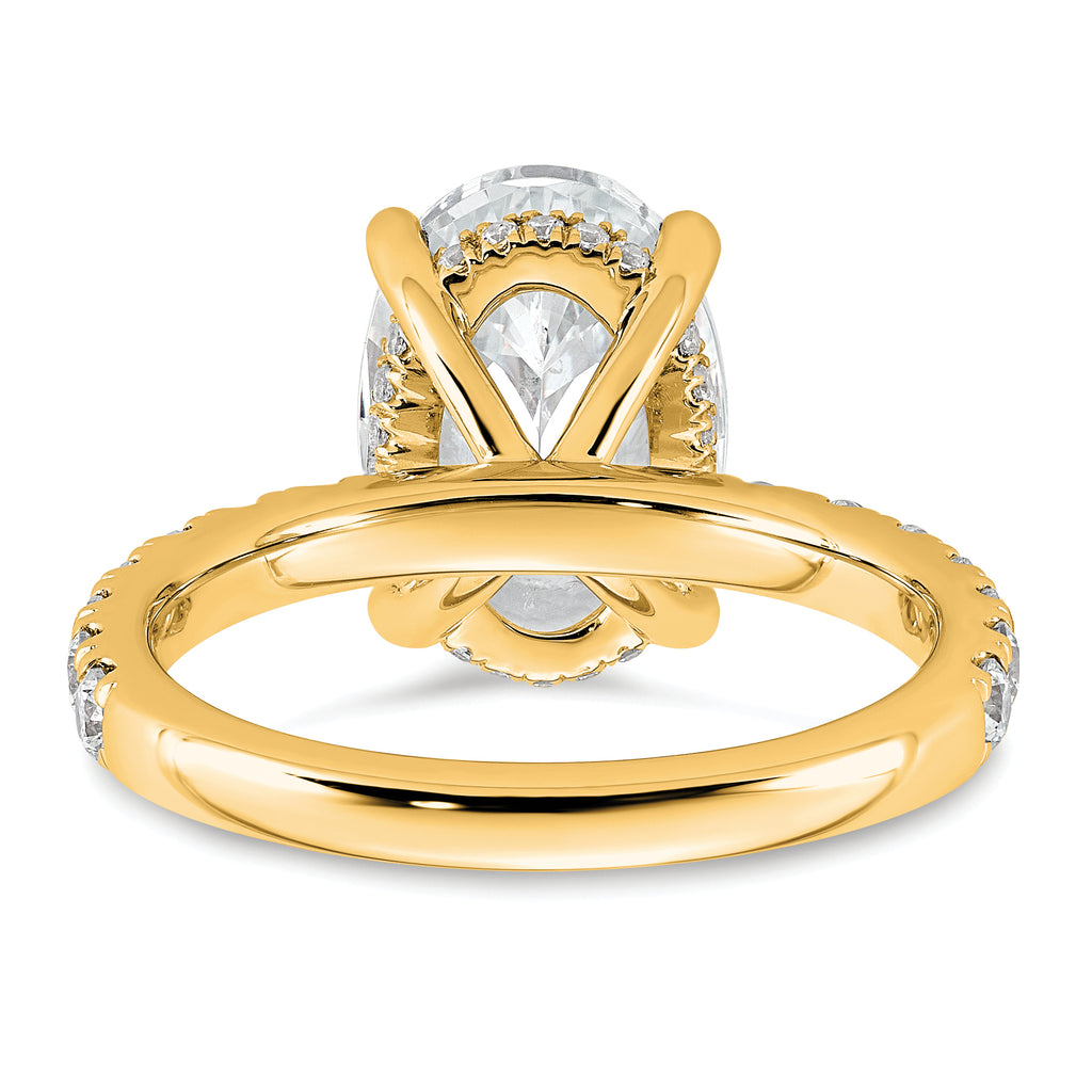 14k 4 5/8 carat Certified Lab Grown Diamond VS+ F+ Oval Complete Solitaire with Flair Engagement Ring