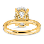 14k 4 5/8 carat Certified Lab Grown Diamond VS/SI+ G+ Oval Complete Solitaire with Flair Engagement Ring