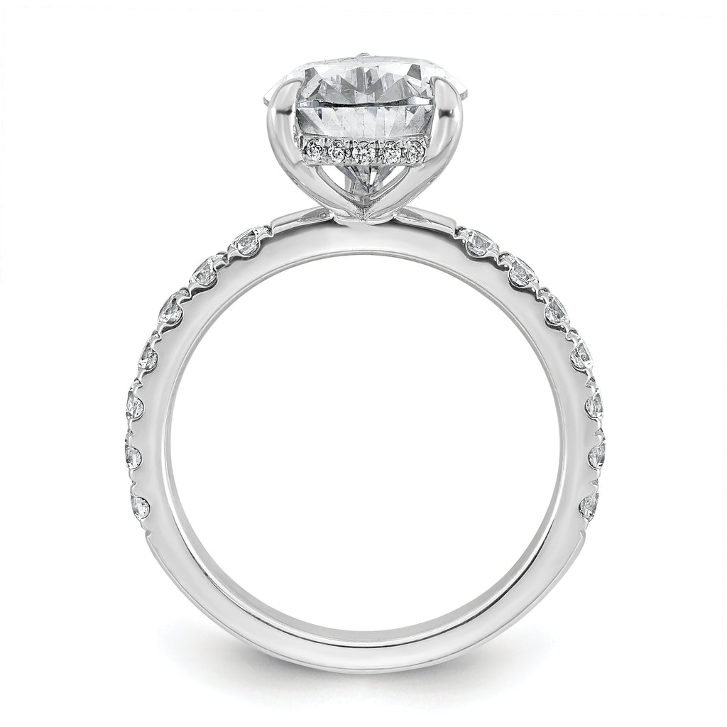 14k White Gold 4 3/4 carat Certified Lab Grown Diamond VS/SI+ G+ Pear Complete Solitaire with Flair Engagement Ring