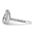 14k White Gold 4 3/4 carat Certified Lab Grown Diamond VS+ F+ Pear Complete Solitaire with Flair Engagement Ring