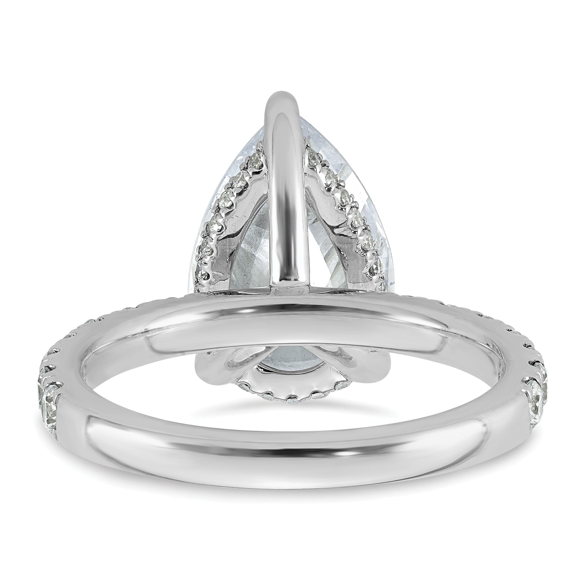 14k White Gold 4 3/4 carat Certified Lab Grown Diamond VS/SI+ G+ Pear Complete Solitaire with Flair Engagement Ring