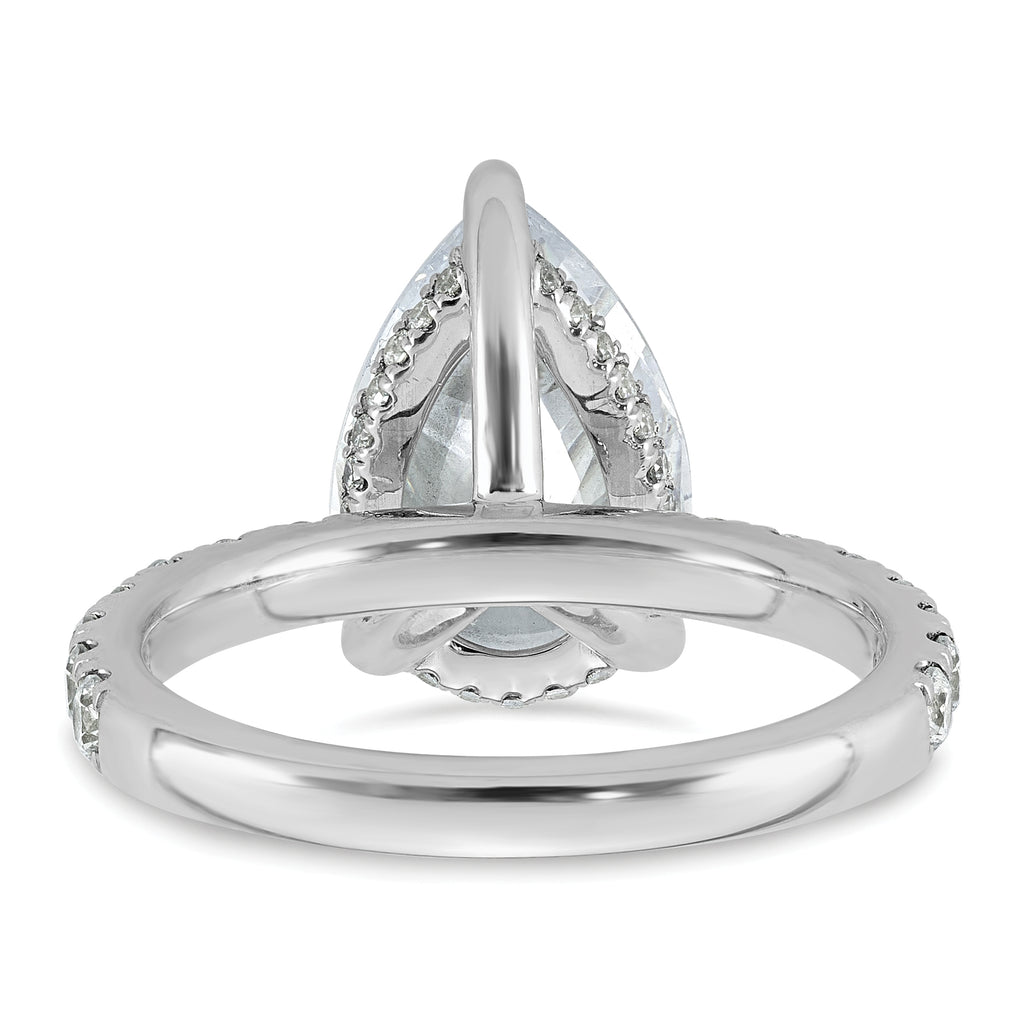 14k White Gold 4 3/4 carat Certified Lab Grown Diamond VS/SI+ G+ Pear Complete Solitaire with Flair Engagement Ring
