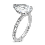 14k White Gold 4 3/4 carat Certified Lab Grown Diamond VS/SI+ G+ Pear Complete Solitaire with Flair Engagement Ring