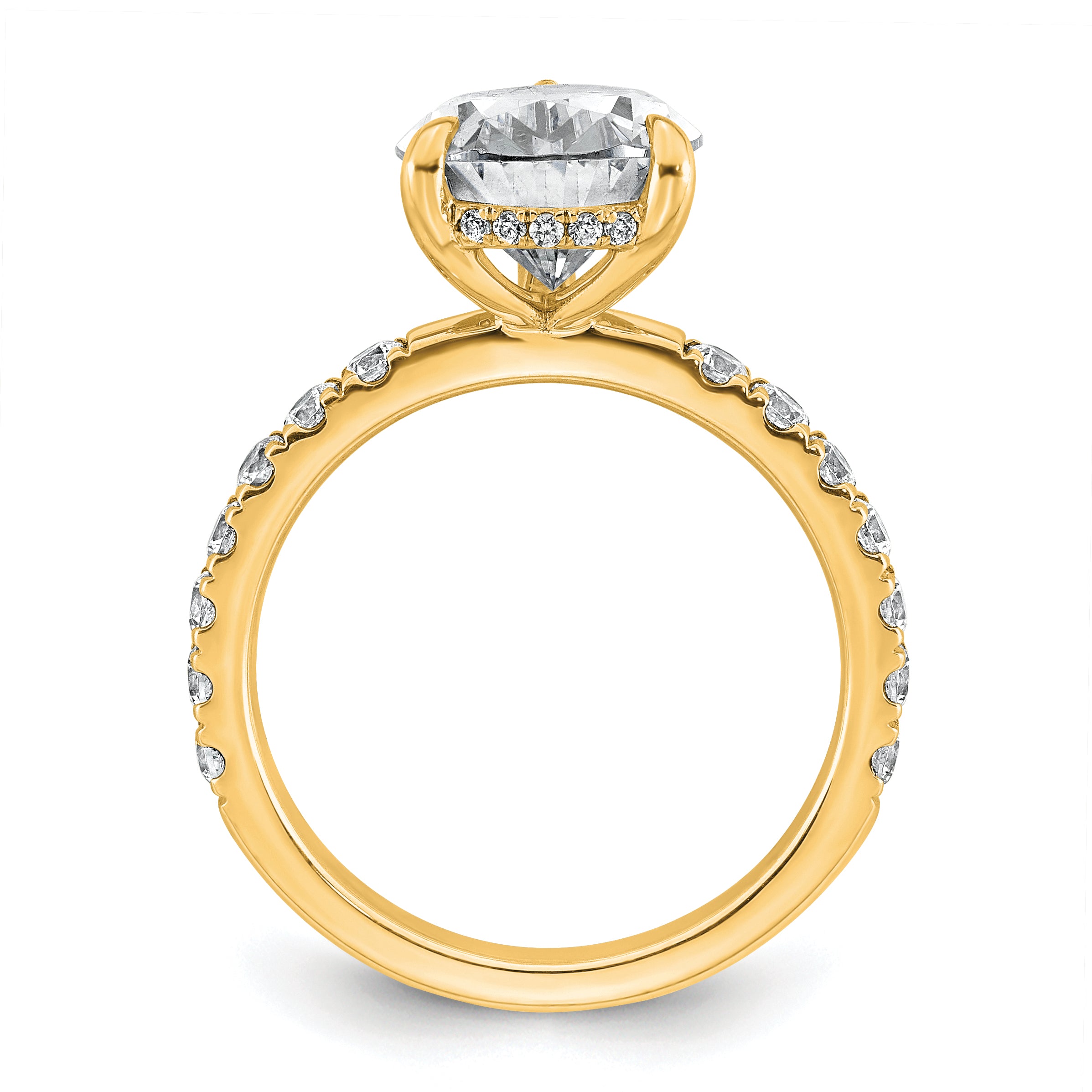 14k 4 3/4 carat Certified Lab Grown Diamond VS+ F+ Pear Complete Solitaire with Flair Engagement Ring Secondary image