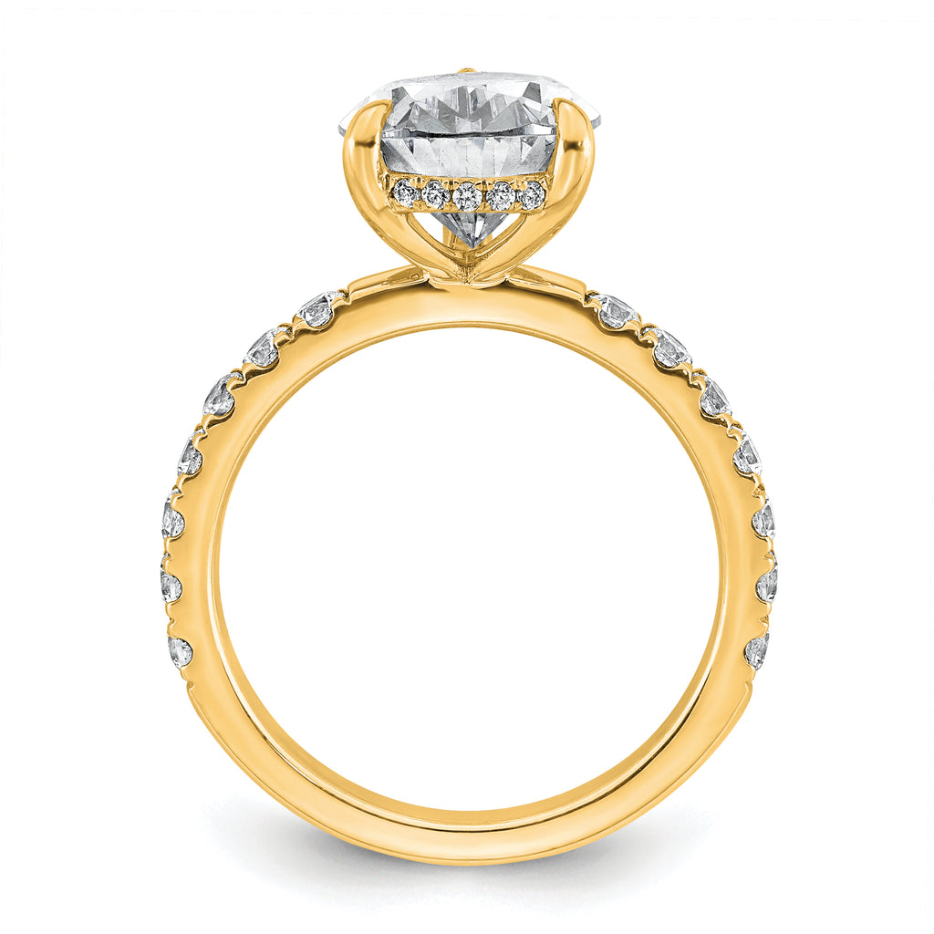 14k 4 3/4 carat Certified Lab Grown Diamond VS/SI+ G+ Pear Complete Solitaire with Flair Engagement Ring