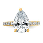 14k 4 3/4 carat Certified Lab Grown Diamond VS+ F+ Pear Complete Solitaire with Flair Engagement Ring