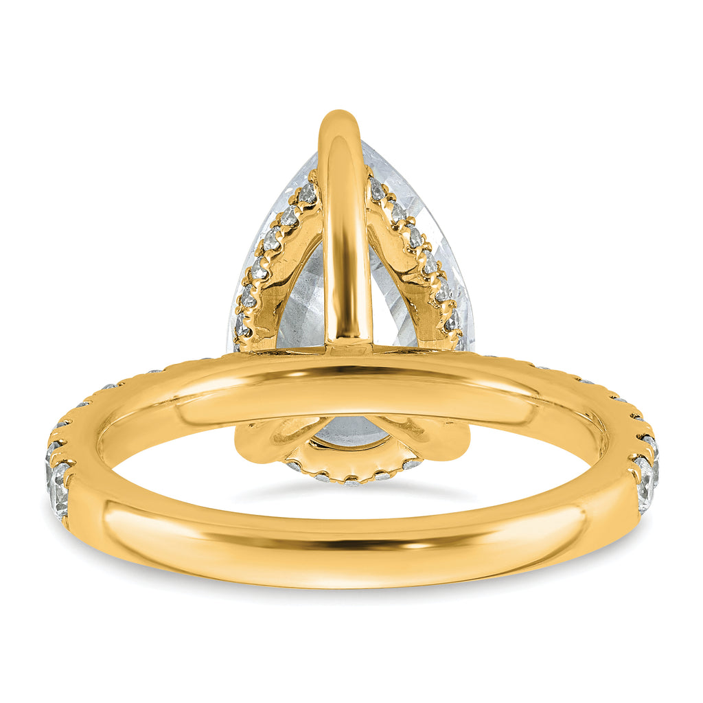 14k 4 3/4 carat Certified Lab Grown Diamond VS+ F+ Pear Complete Solitaire with Flair Engagement Ring