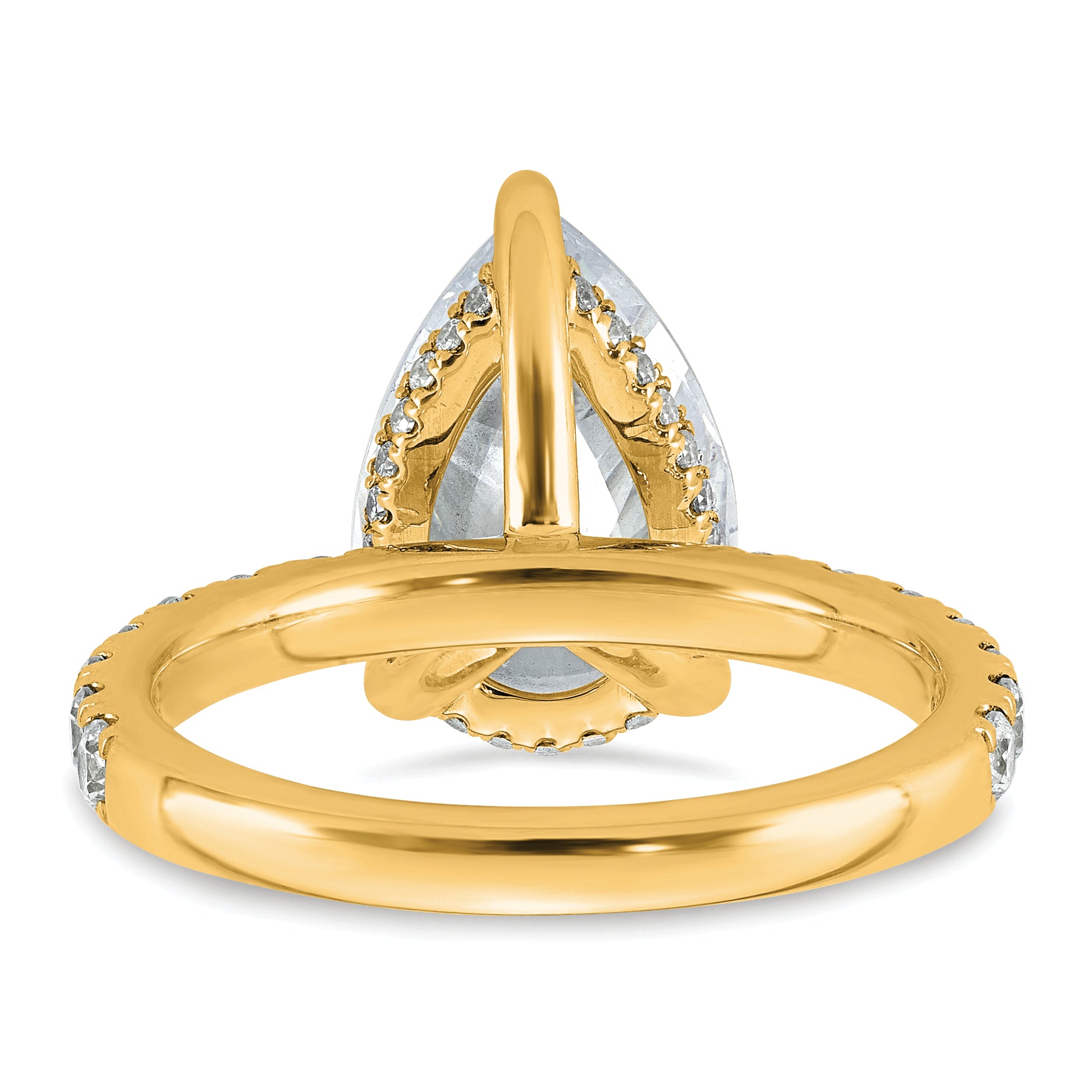 14k 4 3/4 carat Certified Lab Grown Diamond VS/SI+ G+ Pear Complete Solitaire with Flair Engagement Ring