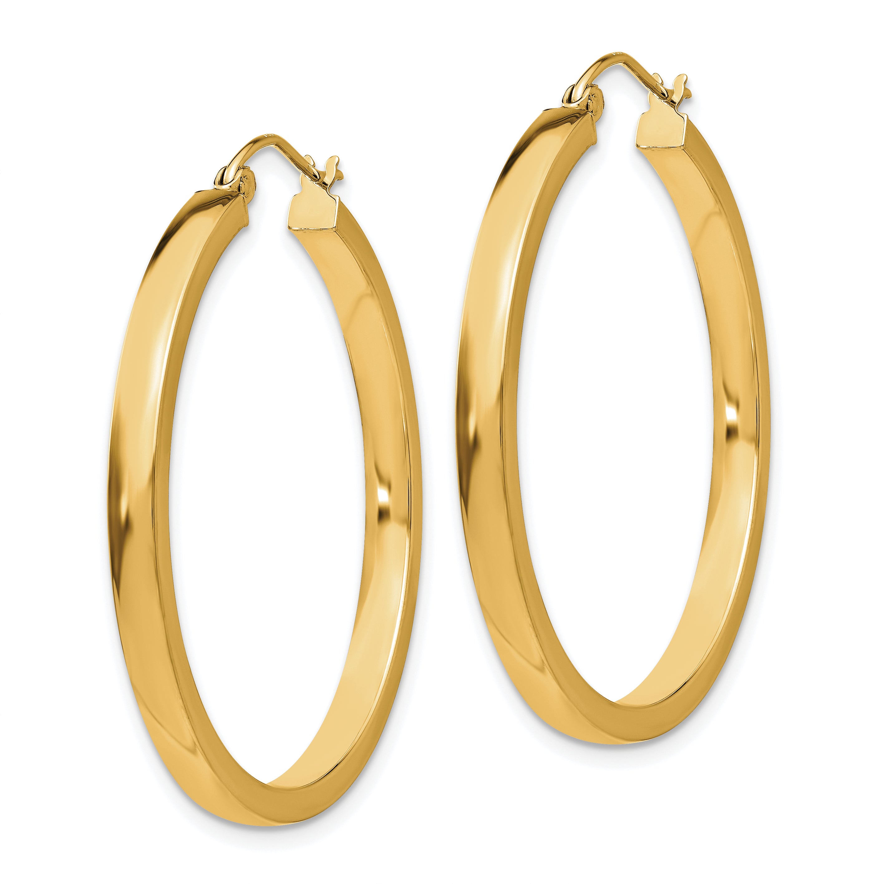 14k Polished 2mm Rectangle Tube Hoop Secondary image