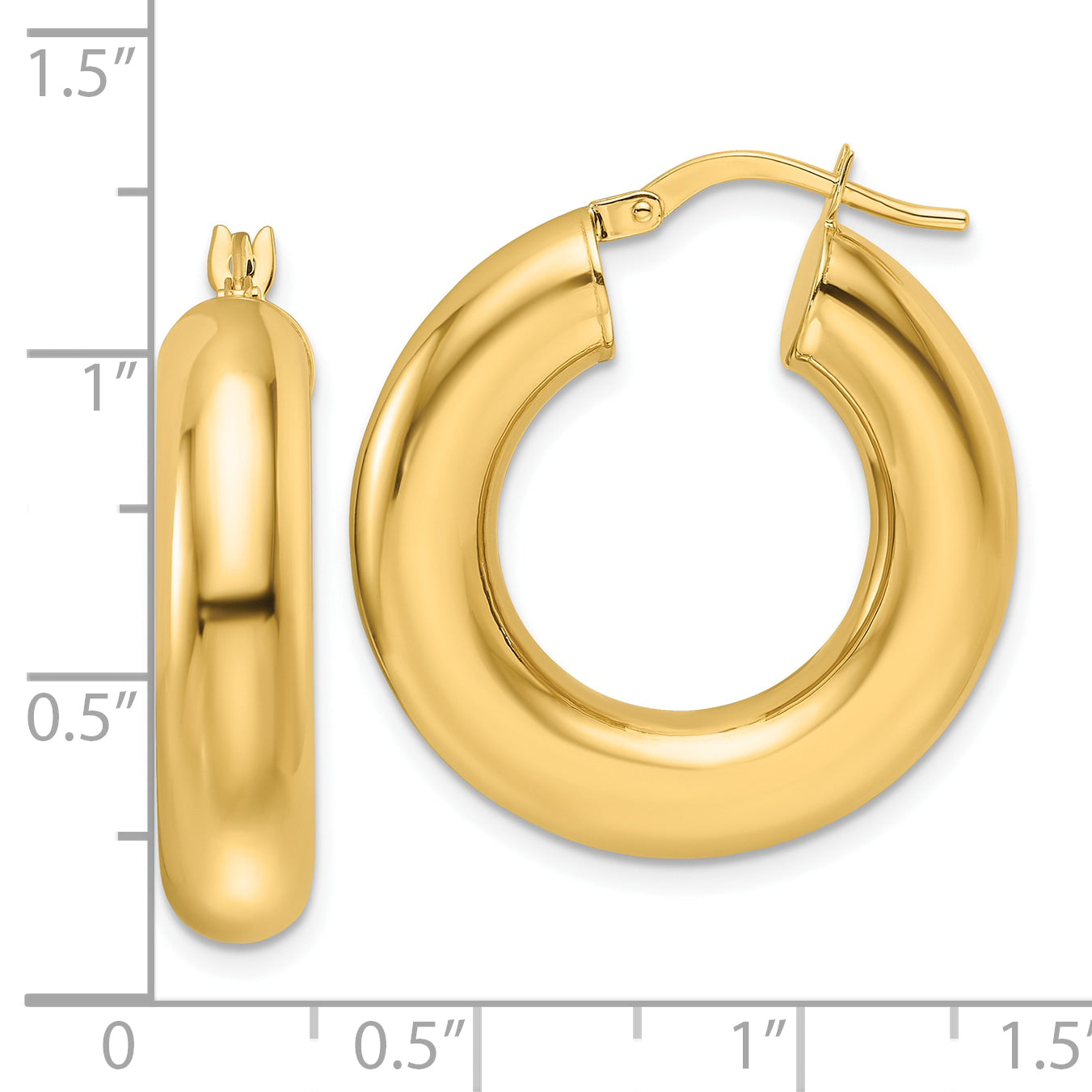 14k Polished 6mm Hollow Round Tube Round Hoop Earrings