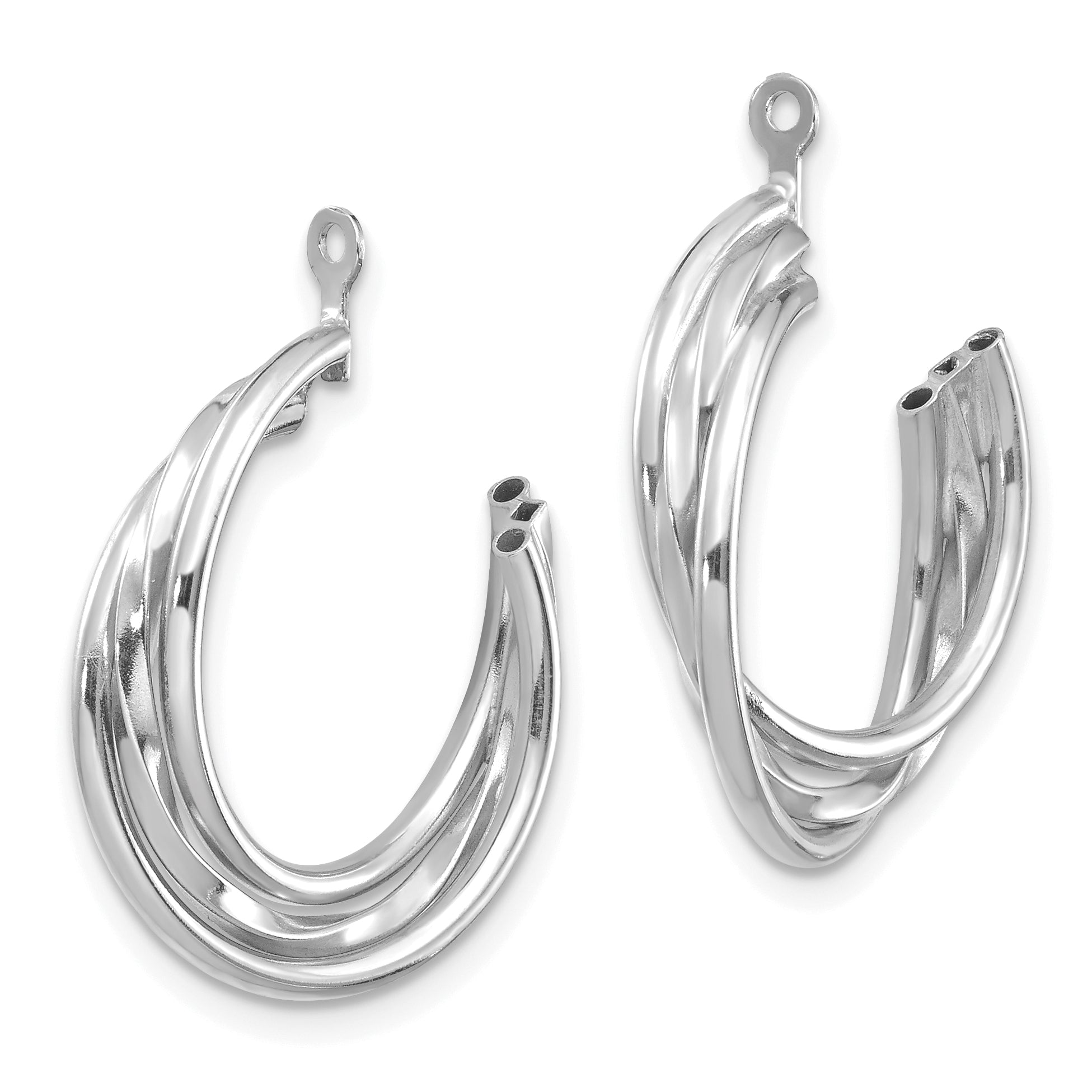 14K White Gold Polished Hoop Earring Jackets