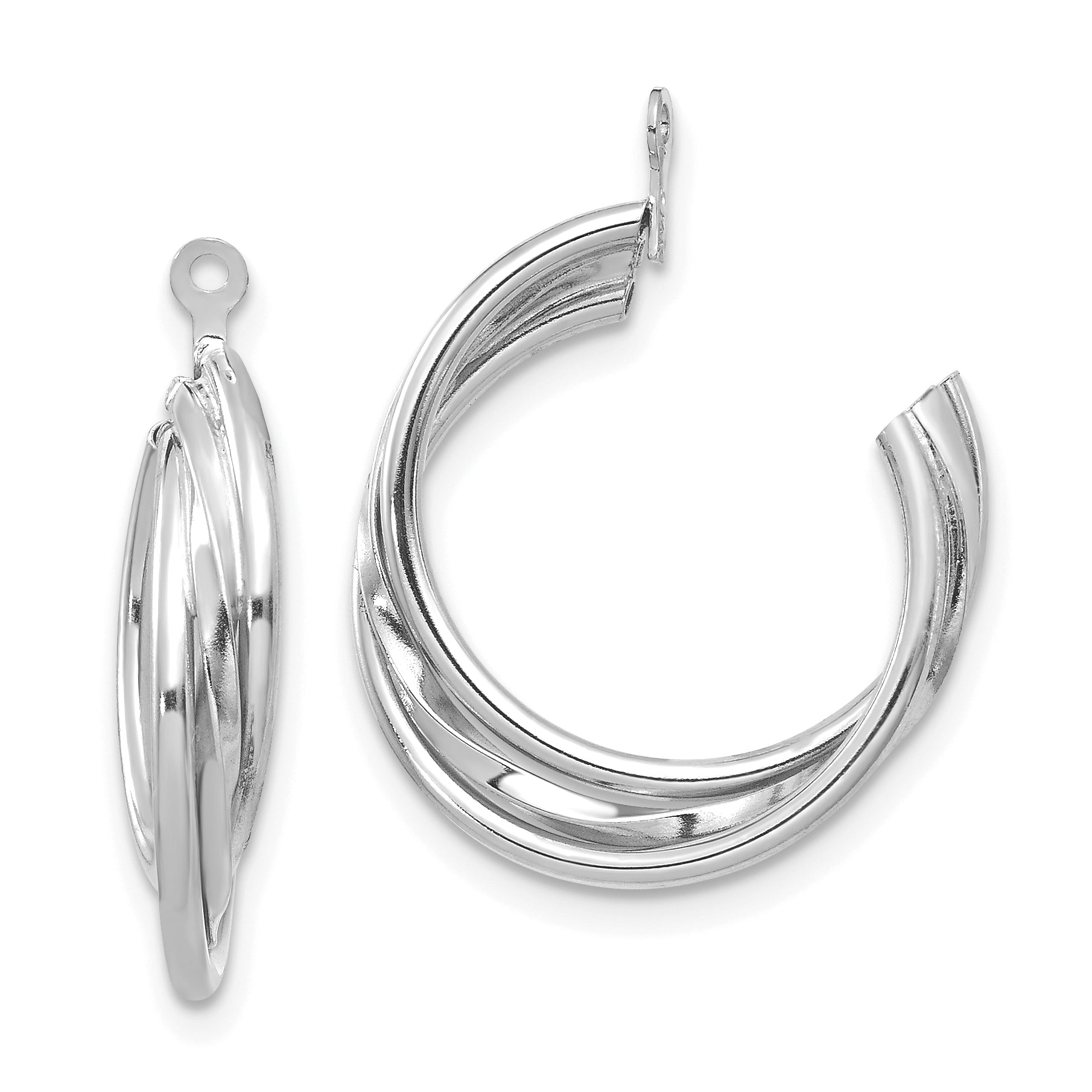 14K White Gold Polished Hoop Earring Jackets Main image