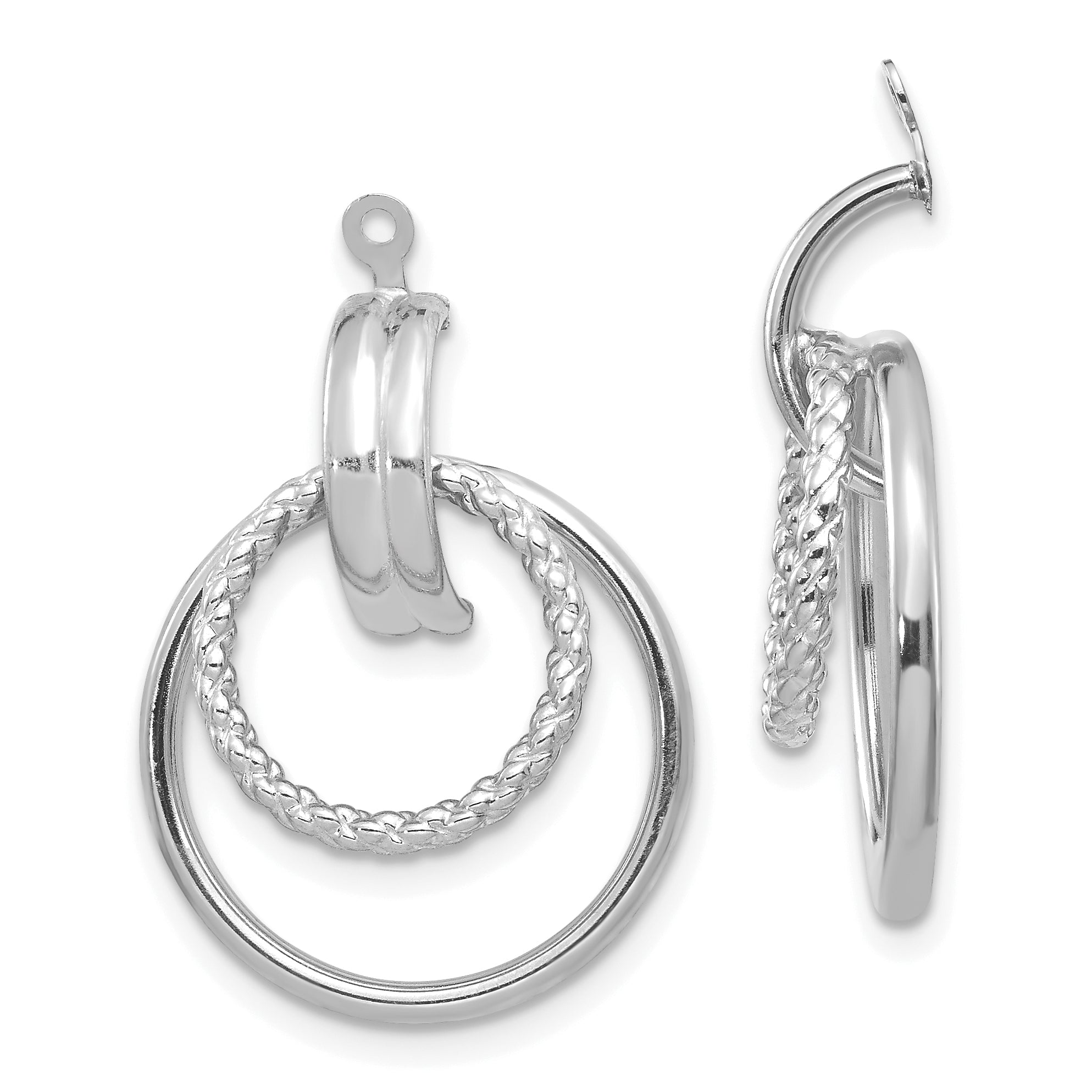 14K White Gold Polished & Twisted Fancy Earring Jackets Main image