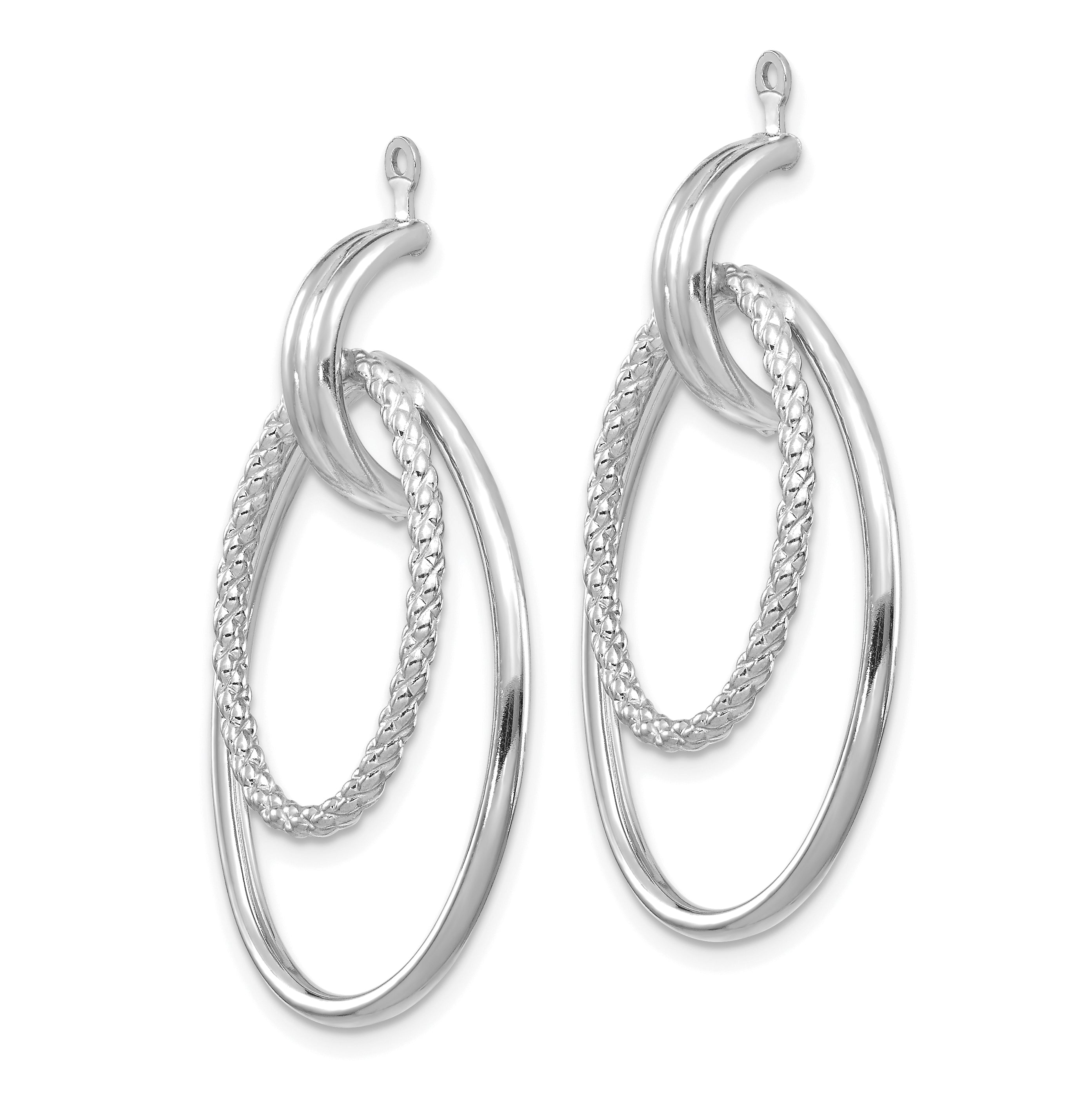 14K White Gold Polished Double Hoop Earring Jackets Secondary image