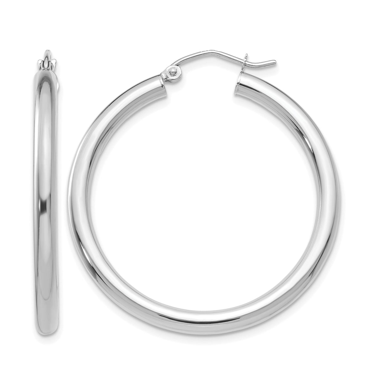 Tube Hoop Earrings in 14K White Gold, 3x35mm - Sophia Jewelers