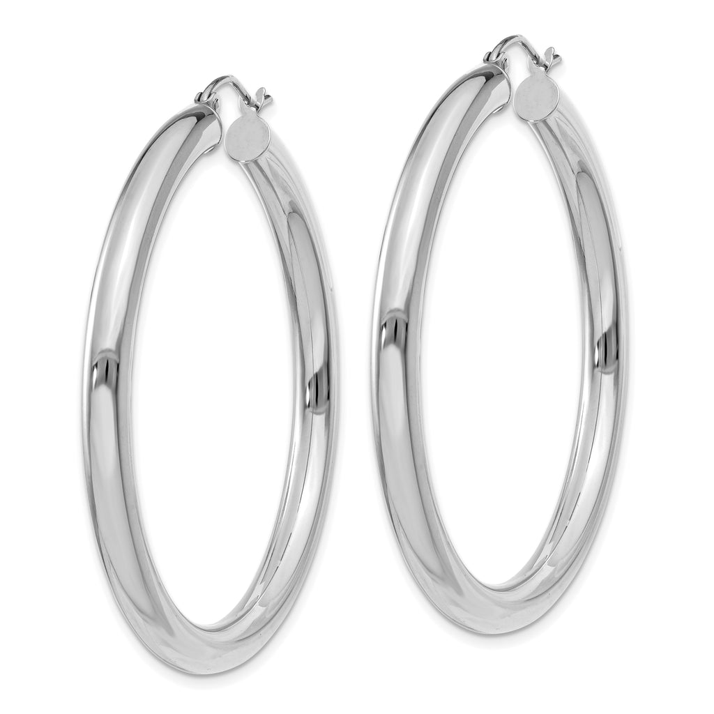 10 Karat White Gold 4mm x 45mm Tube Hoop Earrings - View 2