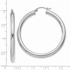 10 Karat White Gold 4mm x 45mm Tube Hoop Earrings - View 4