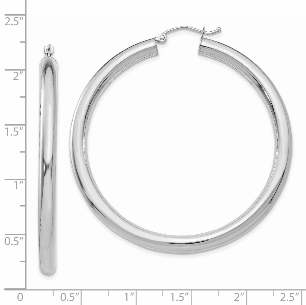 10 Karat White Gold 4mm x 50mm Tube Hoop Earrings - View 4