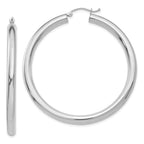 10 Karat White Gold 4mm x 50mm Tube Hoop Earrings | Sophia Jewelers